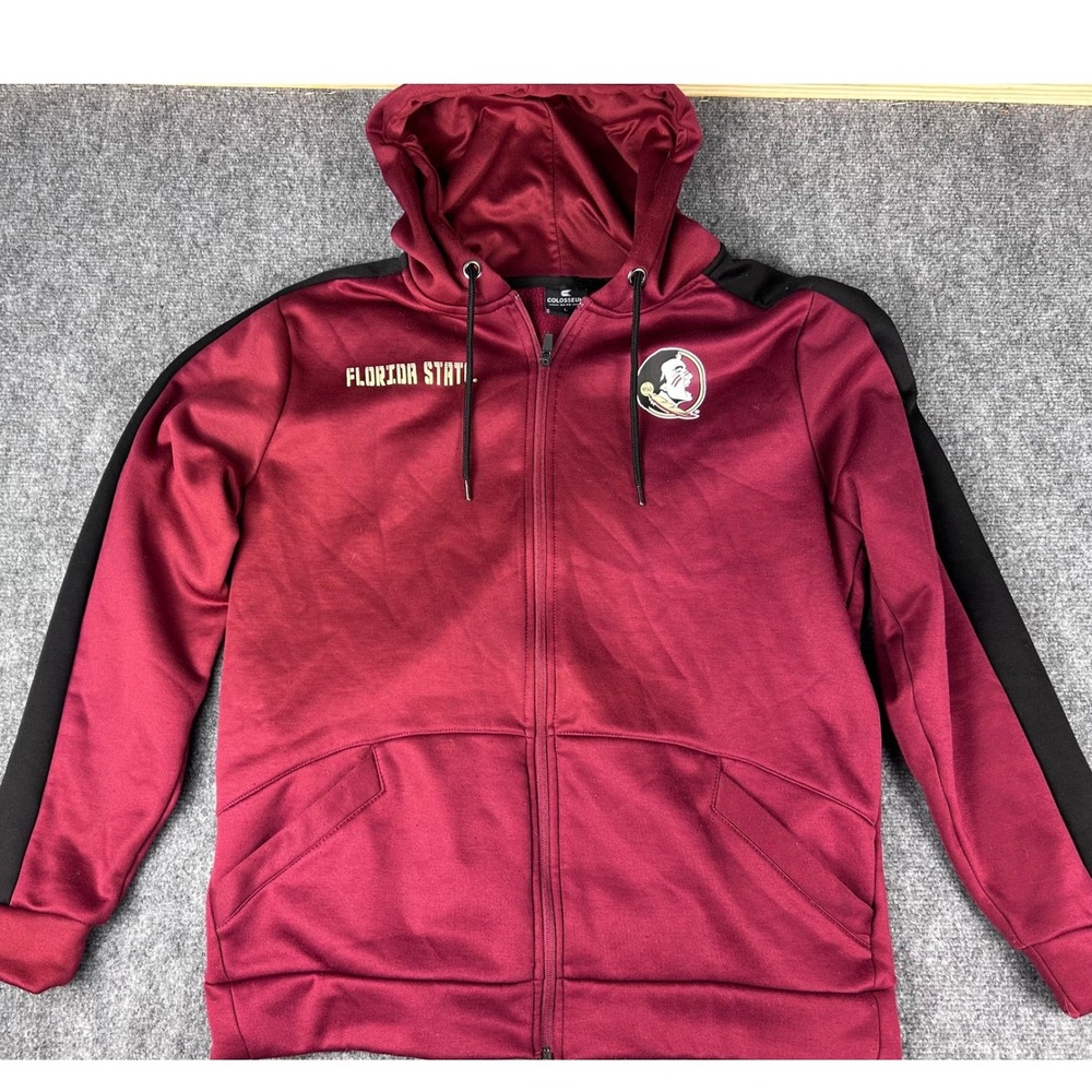 Colosseum Florida State Seminoles Mens L Full Zip Hoodie Jacket Maroon FSU NCAA